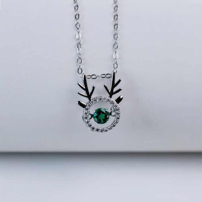 925 Silver Lab-Created Emerald Dynamic Necklace - Model LP0001 - Image 3