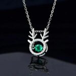 925 Silver Lab-Created Emerald Dynamic Necklace - Model LP0001 - Image 4