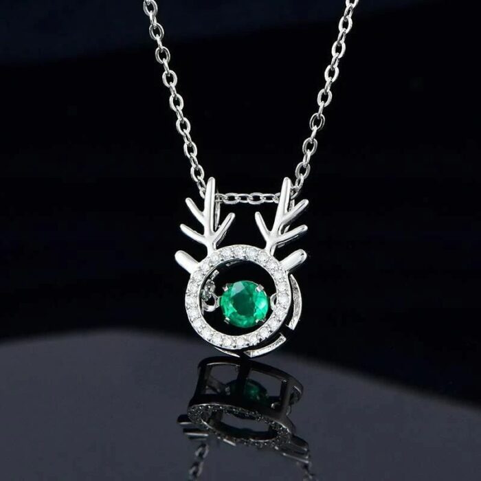 925 Silver Lab-Created Emerald Dynamic Necklace - Model LP0001 - Image 4