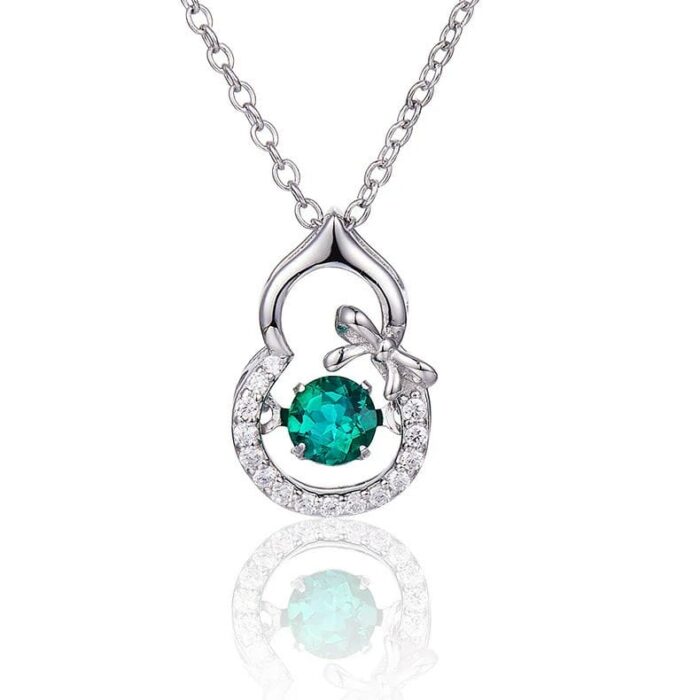 925 Silver Lab-Created Emerald Dynamic Necklace - Model LP0023 - Image 1
