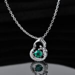 925 Silver Lab-Created Emerald Dynamic Necklace - Model LP0023 - Image 2