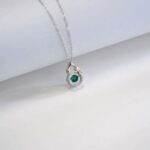 925 Silver Lab-Created Emerald Dynamic Necklace - Model LP0023 - Image 3