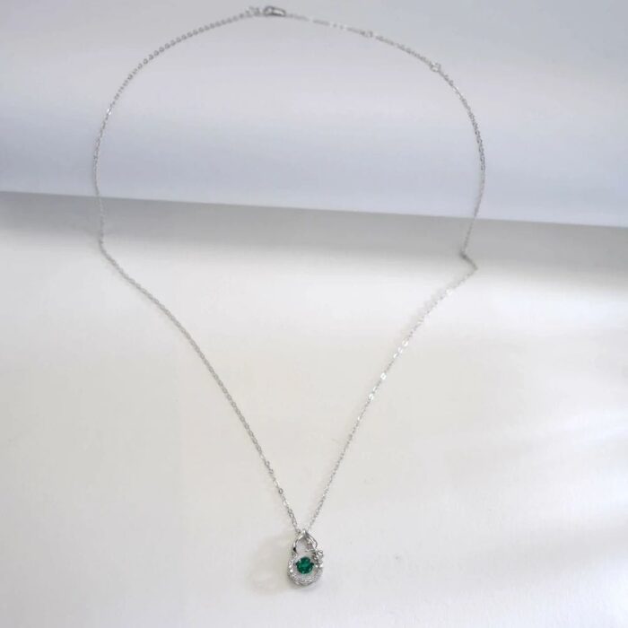 925 Silver Lab-Created Emerald Dynamic Necklace - Model LP0023 - Image 6