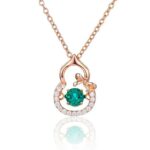 925 Silver Lab-Created Emerald Dynamic Necklace - Model LP0023R