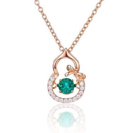 925 Silver Lab-Created Emerald Dynamic Necklace - Model LP0023R