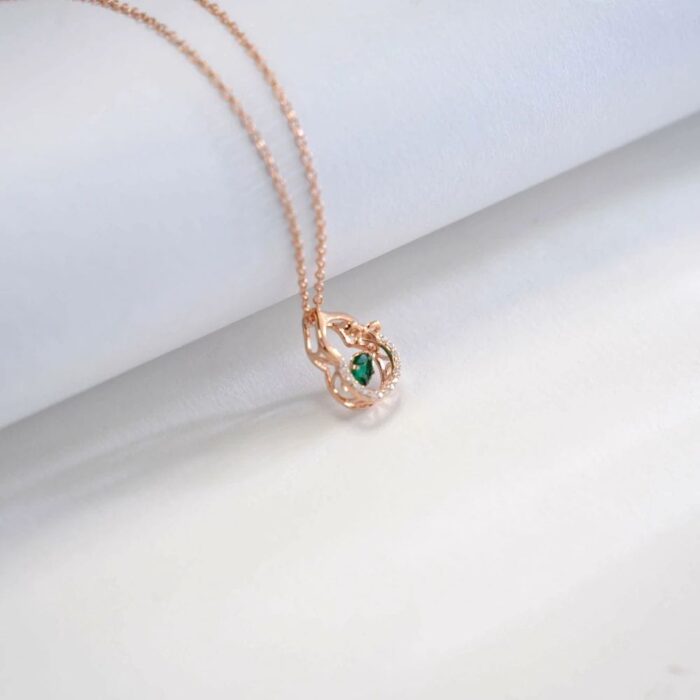 925 Silver Lab-Created Emerald Dynamic Necklace - Model LP0023R - Image 4