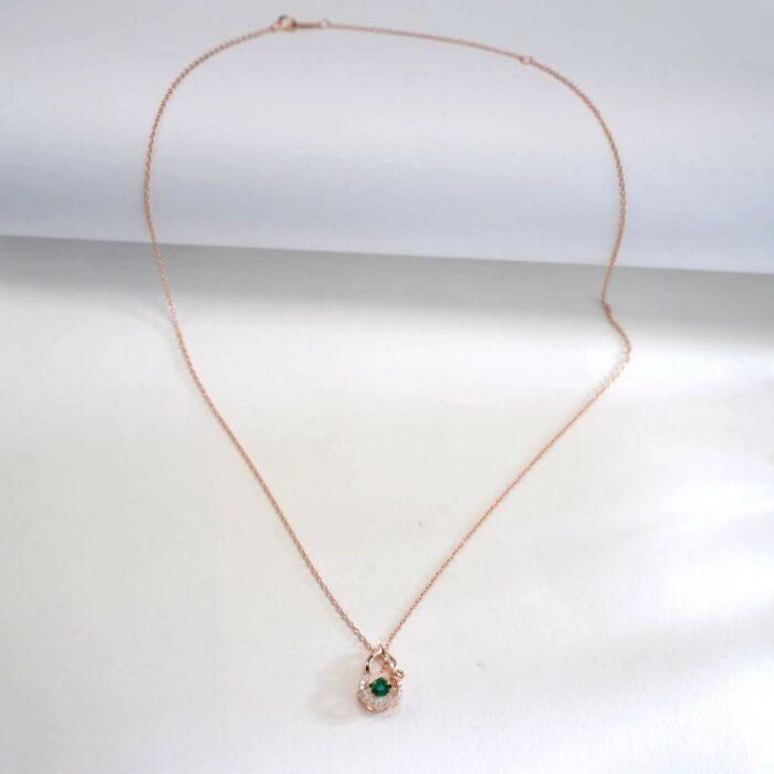 925 Silver Lab-Created Emerald Dynamic Necklace - Model LP0023R - Image 5