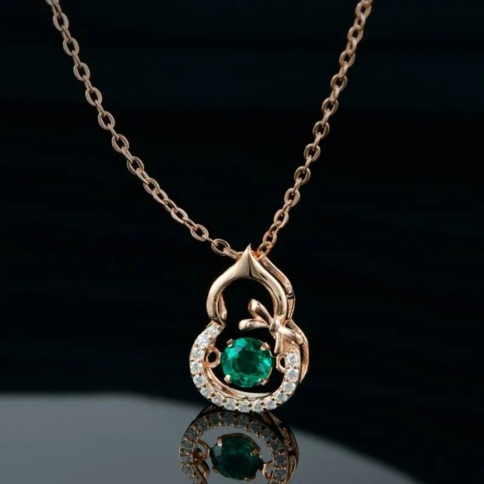 925 Silver Lab-Created Emerald Dynamic Necklace - Model LP0023R - Image 6