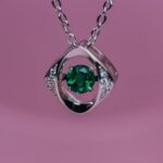925 Silver Lab-Created Emerald Dynamic Necklace - Model LP0047 - Image 2