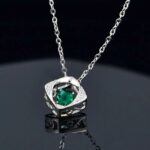 925 Silver Lab-Created Emerald Dynamic Necklace - Model LP0047 - Image 4