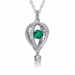 925 Silver Lab-Created Emerald Dynamic Necklace - Model LP0072