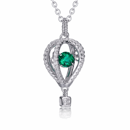 925 Silver Lab-Created Emerald Dynamic Necklace - Model LP0072