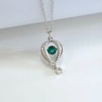 925 Silver Lab-Created Emerald Dynamic Necklace - Model LP0072 - Image 2