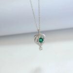 925 Silver Lab-Created Emerald Dynamic Necklace - Model LP0072 - Image 3