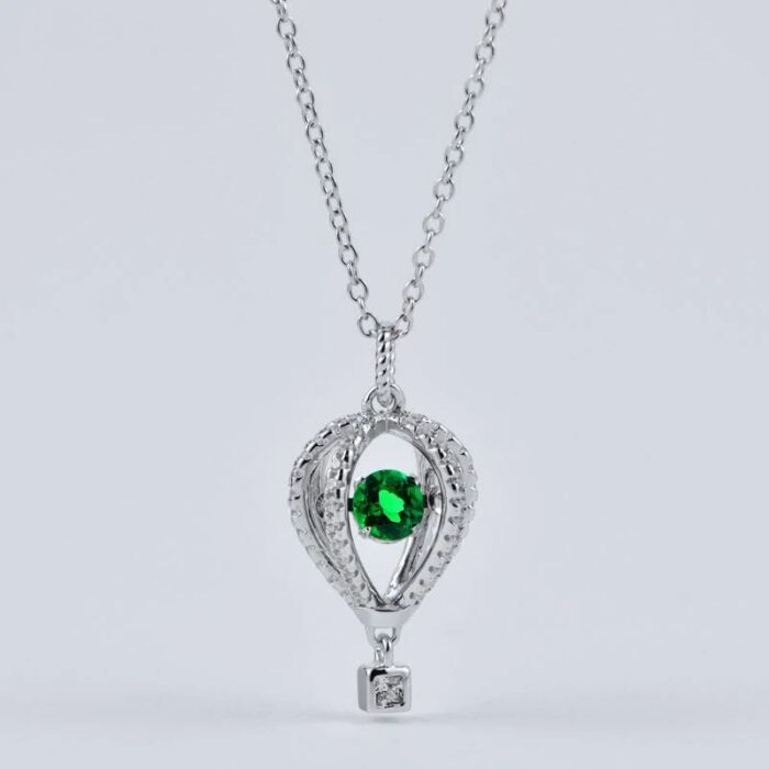 925 Silver Lab-Created Emerald Dynamic Necklace - Model LP0072 - Image 6