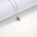 925 Silver Lab-Created Emerald Dolphin Necklace - Model LP0076 - Image 3