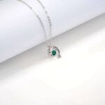925 Silver Lab-Created Emerald Dolphin Necklace - Model LP0076 - Image 4