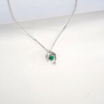 925 Silver Lab-Created Emerald Dolphin Necklace - Model LP0076 - Image 5