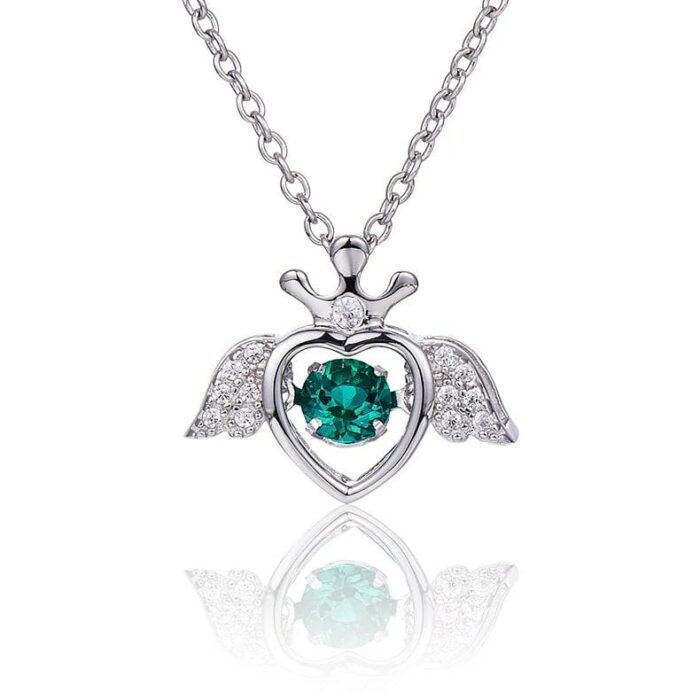 925 Silver Lab-Created Emerald Dynamic Necklace - Model LP0185 - Image 1