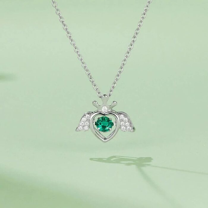 925 Silver Lab-Created Emerald Dynamic Necklace - Model LP0185 - Image 2