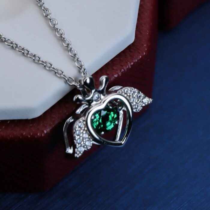 925 Silver Lab-Created Emerald Dynamic Necklace - Model LP0185 - Image 3