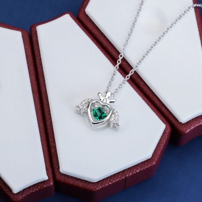 925 Silver Lab-Created Emerald Dynamic Necklace - Model LP0185 - Image 4