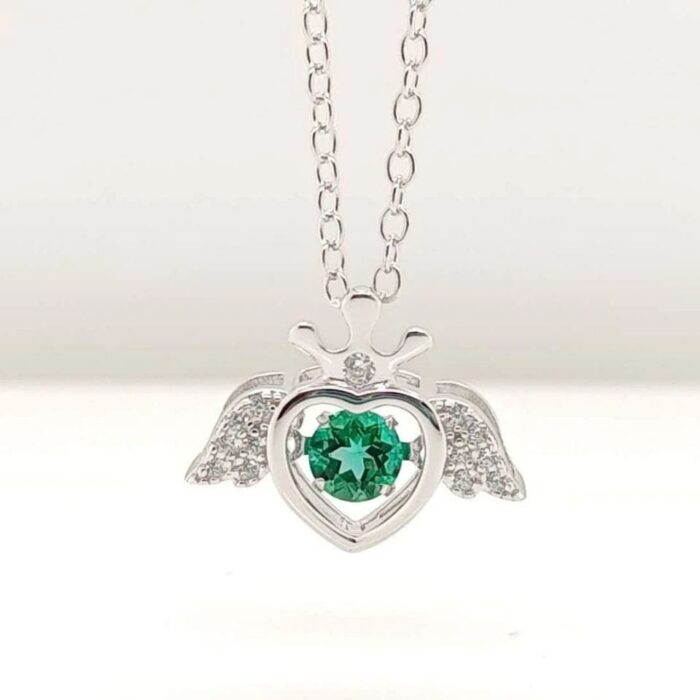 925 Silver Lab-Created Emerald Dynamic Necklace - Model LP0185 - Image 5