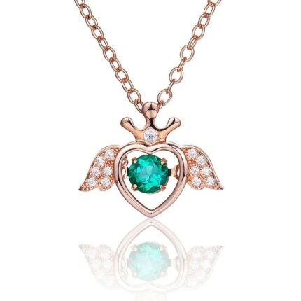 925 Silver Lab-Created Emerald Dynamic Necklace - Model LP0185R