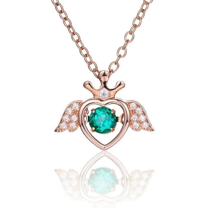 925 Silver Lab-Created Emerald Dynamic Necklace - Model LP0185R - Image 1