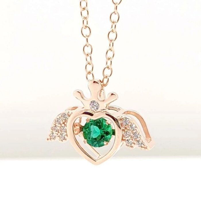 925 Silver Lab-Created Emerald Dynamic Necklace - Model LP0185R - Image 3