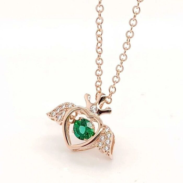 925 Silver Lab-Created Emerald Dynamic Necklace - Model LP0185R - Image 4