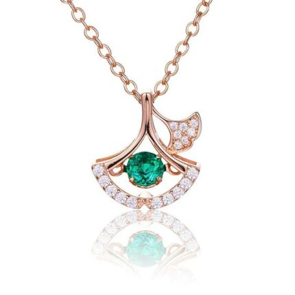 925 Silver Lab-Created Emerald Dynamic Necklace - Model LP0197R