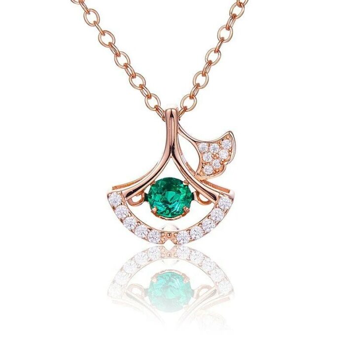 925 Silver Lab-Created Emerald Dynamic Necklace - Model LP0197R - Image 1