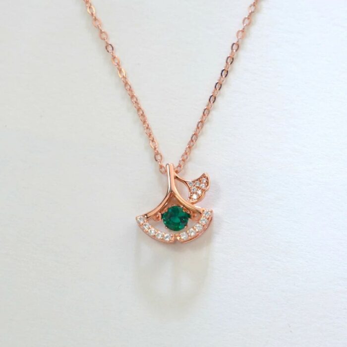 925 Silver Lab-Created Emerald Dynamic Necklace - Model LP0197R - Image 2