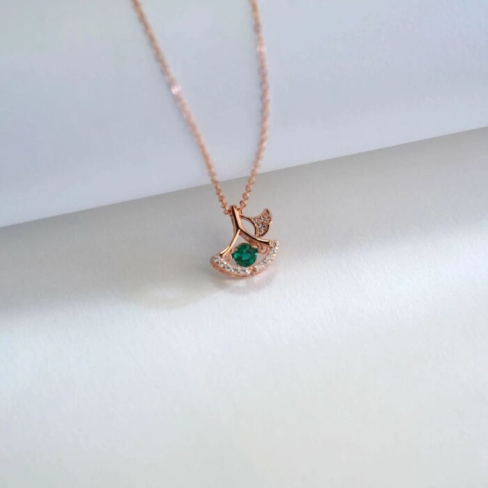 925 Silver Lab-Created Emerald Dynamic Necklace - Model LP0197R - Image 3
