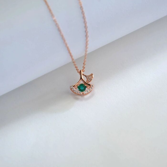 925 Silver Lab-Created Emerald Dynamic Necklace - Model LP0197R - Image 4