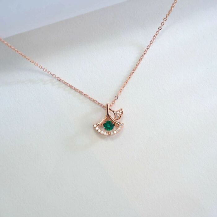 925 Silver Lab-Created Emerald Dynamic Necklace - Model LP0197R - Image 5