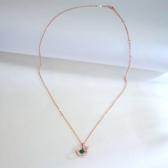 925 Silver Lab-Created Emerald Dynamic Necklace - Model LP0197R - Image 6