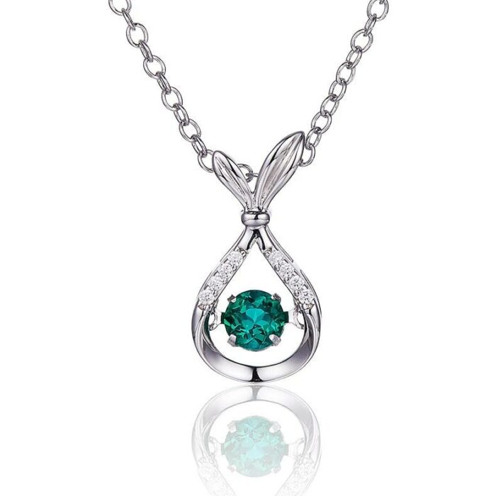 925 Silver Lab-Created Emerald Dynamic Necklace - Model LP0199 - Image 1