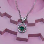 925 Silver Lab-Created Emerald Dynamic Necklace - Model LP0199 - Image 3