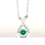 925 Silver Lab-Created Emerald Dynamic Necklace - Model LP0199 - Image 4