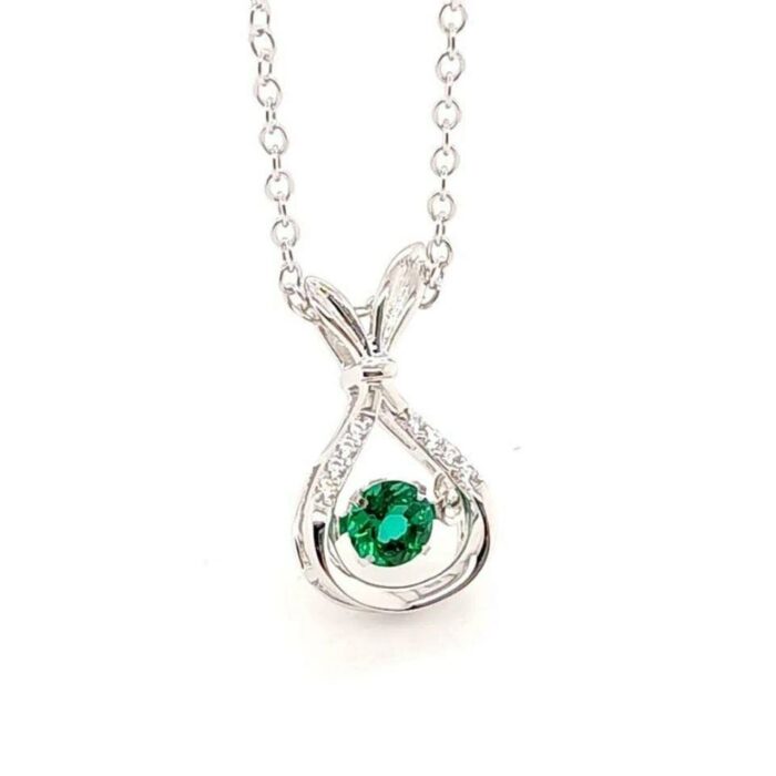 925 Silver Lab-Created Emerald Dynamic Necklace - Model LP0199 - Image 5