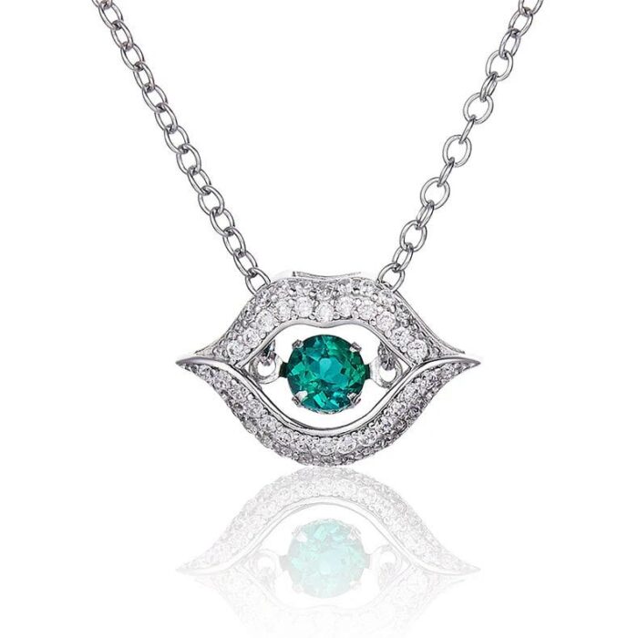 925 Silver Lab-Created Emerald Dynamic Necklace - Model LP0219 - Image 1