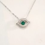 925 Silver Lab-Created Emerald Dynamic Necklace - Model LP0219 - Image 2