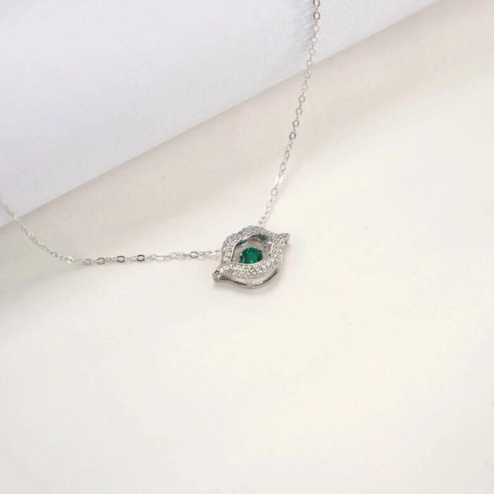 925 Silver Lab-Created Emerald Dynamic Necklace - Model LP0219 - Image 3
