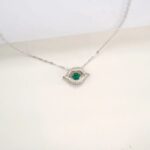 925 Silver Lab-Created Emerald Dynamic Necklace - Model LP0219 - Image 4