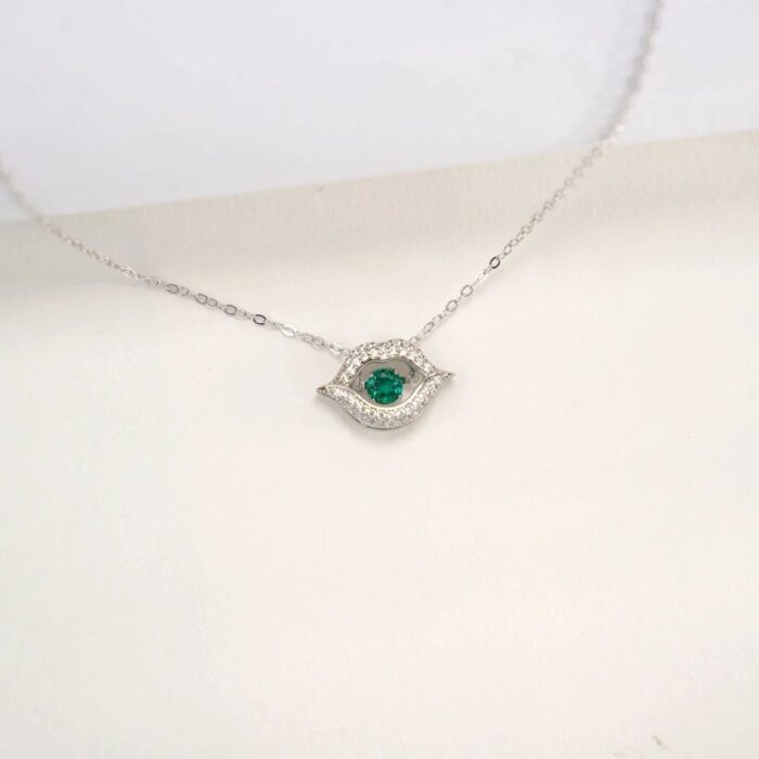 925 Silver Lab-Created Emerald Dynamic Necklace - Model LP0219 - Image 4