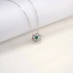 925 Silver Lab-Created Emerald Dynamic Necklace - Model LP0219 - Image 5