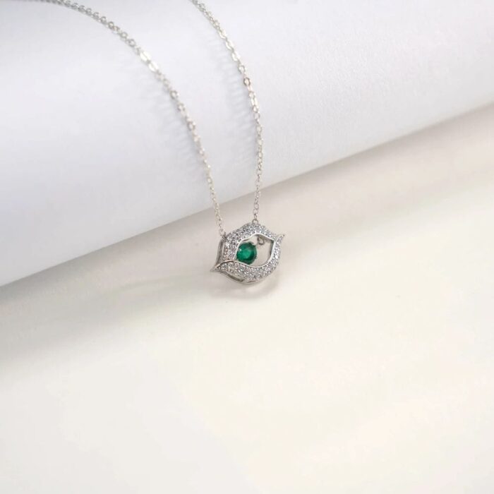 925 Silver Lab-Created Emerald Dynamic Necklace - Model LP0219 - Image 5