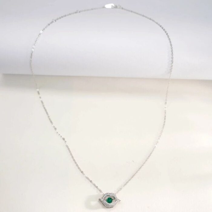 925 Silver Lab-Created Emerald Dynamic Necklace - Model LP0219 - Image 6